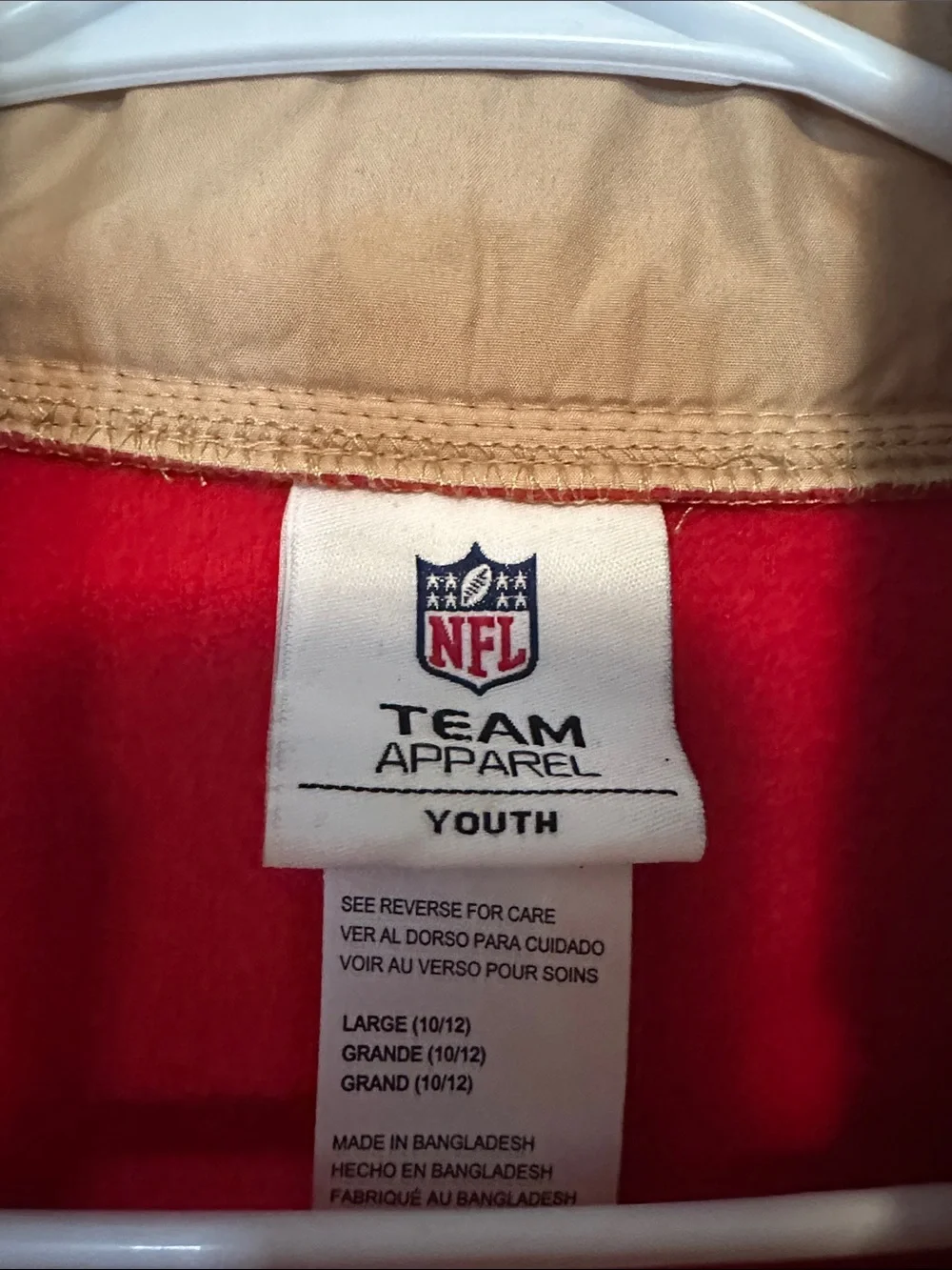 NFL Youth Team Apparel Red & Tan Fleece Jacket LARGE